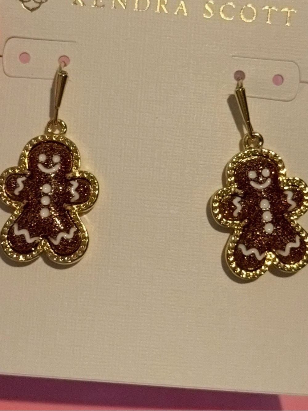 Kendra Scott Gold Glitter Brown Gingerbread Drop Earrings